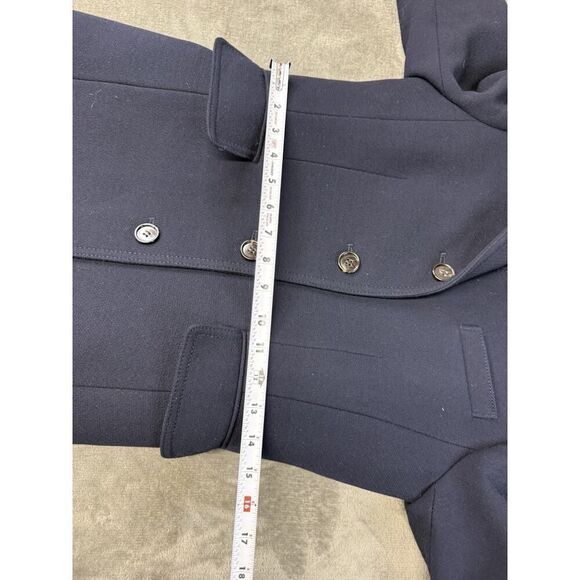 J.Crew Double Cloth Wool Blend Coat 4 Black Italy Fabric Button Front Tailored - Picture 13 of 16